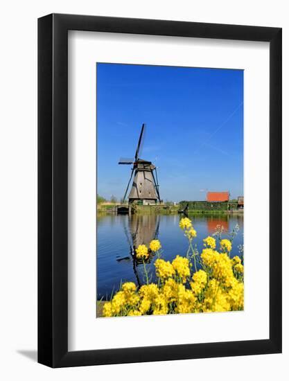 Windmill in Kinderdijk, UNESCO World Heritage Site, South Holland, Netherlands, Europe-Hans-Peter Merten-Framed Photographic Print