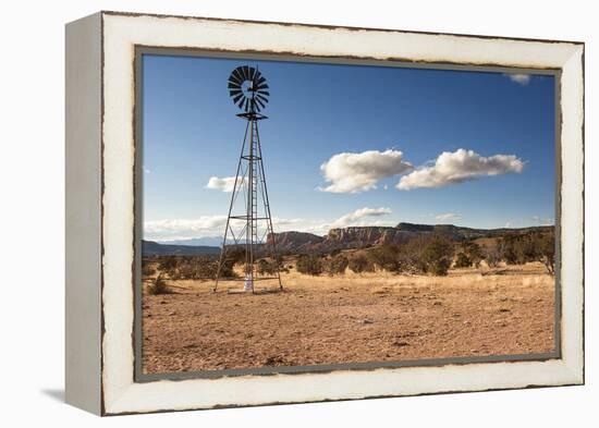 Windmill in New Mexico Landscape-Sheila Haddad-Framed Premier Image Canvas