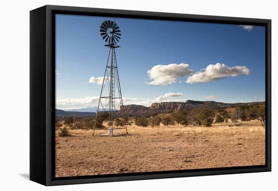 Windmill in New Mexico Landscape-Sheila Haddad-Framed Premier Image Canvas