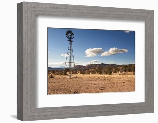 Windmill in New Mexico Landscape-Sheila Haddad-Framed Photographic Print