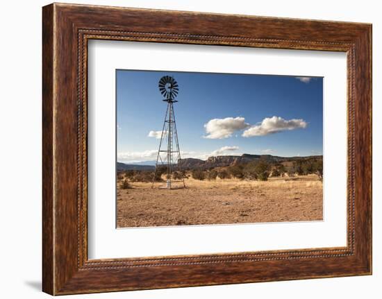 Windmill in New Mexico Landscape-Sheila Haddad-Framed Photographic Print