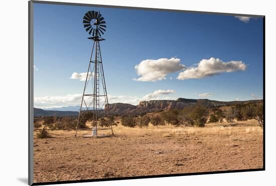 Windmill in New Mexico Landscape-Sheila Haddad-Mounted Photographic Print