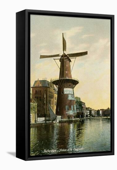 Windmill in Rotterdam, Netherlands-null-Framed Stretched Canvas