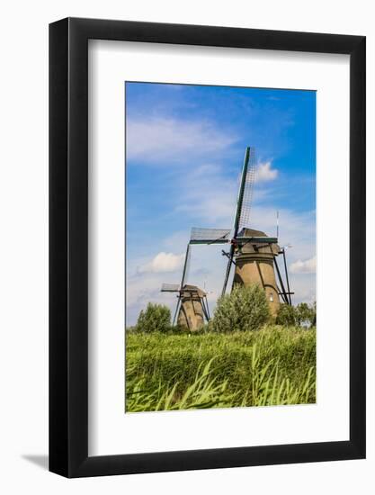 Windmill in Unesco World Heritage Site, Kinderdijk, Holland, Netherlands.-Michael DeFreitas-Framed Photographic Print