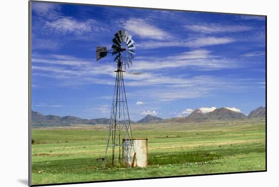 Windmill on Prairie Land, New Mexico-David Parker-Mounted Photographic Print