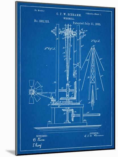 Windmill Patent-null-Mounted Art Print