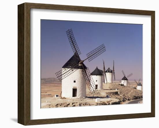 Windmills Above the Village, Consuegra, Ruta De Don Quixote, Castilla La Mancha, Spain-Michael Busselle-Framed Photographic Print