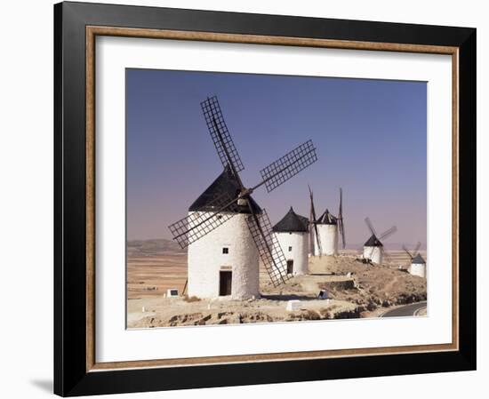 Windmills Above the Village, Consuegra, Ruta De Don Quixote, Castilla La Mancha, Spain-Michael Busselle-Framed Photographic Print