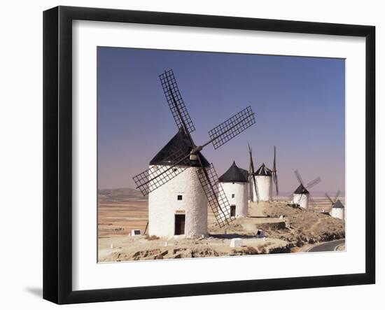 Windmills Above the Village, Consuegra, Ruta De Don Quixote, Castilla La Mancha, Spain-Michael Busselle-Framed Photographic Print