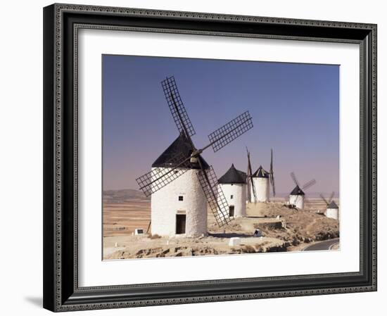 Windmills Above the Village, Consuegra, Ruta De Don Quixote, Castilla La Mancha, Spain-Michael Busselle-Framed Photographic Print