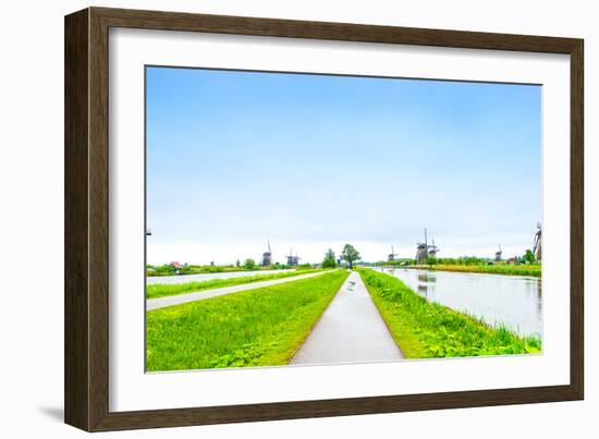 Windmills and Canals in Kinderdijk, Holland or Netherlands. Unesco Site-stevanzz-Framed Photographic Print