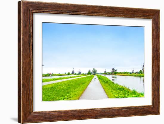 Windmills and Canals in Kinderdijk, Holland or Netherlands. Unesco Site-stevanzz-Framed Photographic Print