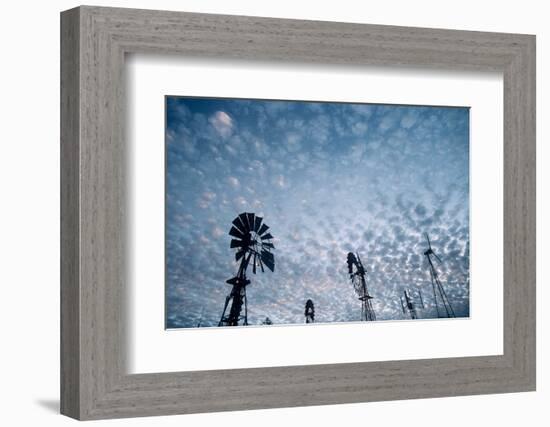 Windmills and clouds at dusk, Las Cruces, New Mexico, USA-Scott T. Smith-Framed Photographic Print