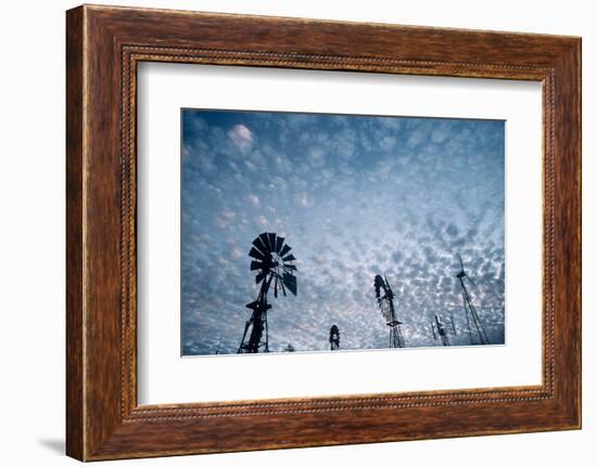 Windmills and clouds at dusk, Las Cruces, New Mexico, USA-Scott T. Smith-Framed Photographic Print