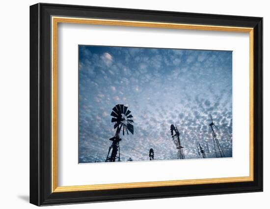 Windmills and clouds at dusk, Las Cruces, New Mexico, USA-Scott T. Smith-Framed Photographic Print