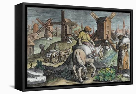 Windmills, from 'Nova Reperta'-Jan van der Straet-Framed Premier Image Canvas