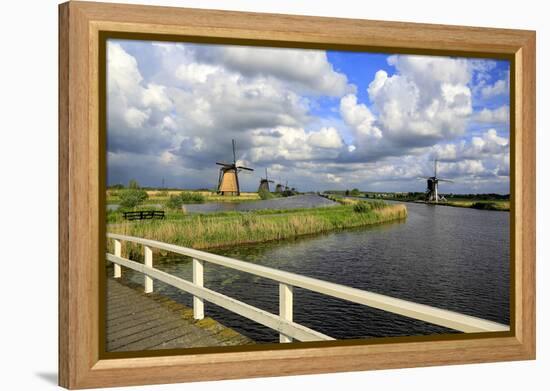 Windmills in Kinderdijk, UNESCO World Heritage Site, South Holland, Netherlands, Europe-Hans-Peter Merten-Framed Premier Image Canvas