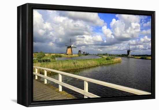 Windmills in Kinderdijk, UNESCO World Heritage Site, South Holland, Netherlands, Europe-Hans-Peter Merten-Framed Premier Image Canvas