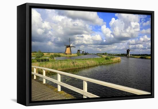 Windmills in Kinderdijk, UNESCO World Heritage Site, South Holland, Netherlands, Europe-Hans-Peter Merten-Framed Premier Image Canvas