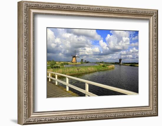 Windmills in Kinderdijk, UNESCO World Heritage Site, South Holland, Netherlands, Europe-Hans-Peter Merten-Framed Photographic Print