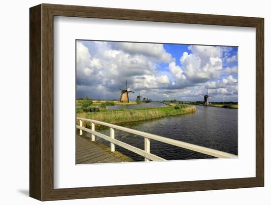 Windmills in Kinderdijk, UNESCO World Heritage Site, South Holland, Netherlands, Europe-Hans-Peter Merten-Framed Photographic Print