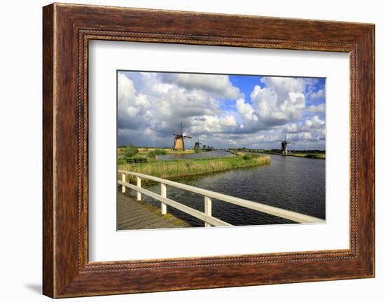 Windmills in Kinderdijk, UNESCO World Heritage Site, South Holland, Netherlands, Europe-Hans-Peter Merten-Framed Photographic Print