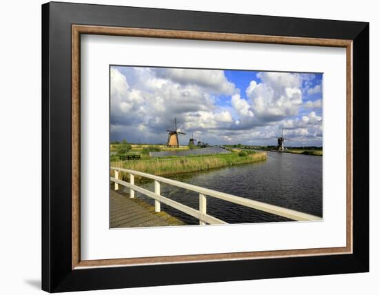 Windmills in Kinderdijk, UNESCO World Heritage Site, South Holland, Netherlands, Europe-Hans-Peter Merten-Framed Photographic Print