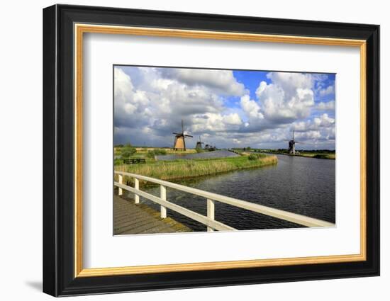 Windmills in Kinderdijk, UNESCO World Heritage Site, South Holland, Netherlands, Europe-Hans-Peter Merten-Framed Photographic Print