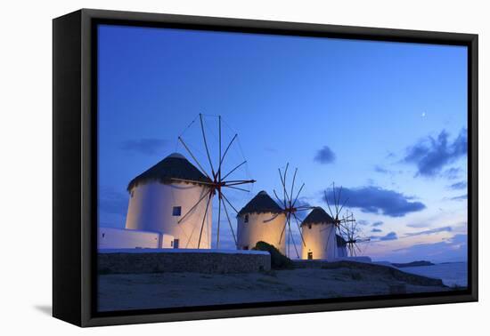 Windmills Kato Mili, Mykonos-Town, Mykonos, Cyclades, Greece-Katja Kreder-Framed Premier Image Canvas
