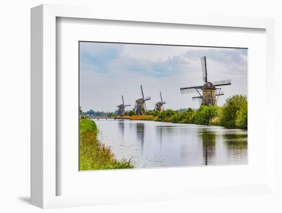 Windmills of Kinderdijk, in the municipality of Molenwaard. UNESCO World Heritage Site since 1997.-Adam Jones-Framed Photographic Print