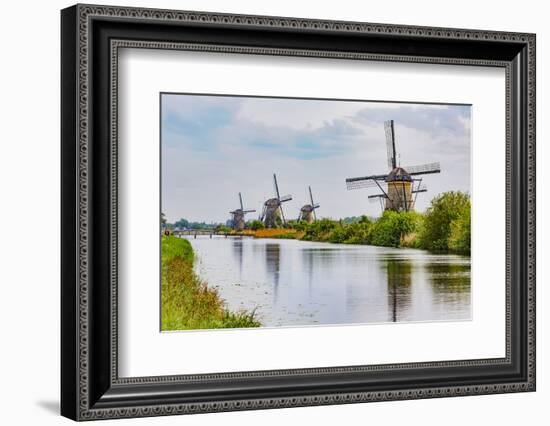 Windmills of Kinderdijk, in the municipality of Molenwaard. UNESCO World Heritage Site since 1997.-Adam Jones-Framed Photographic Print