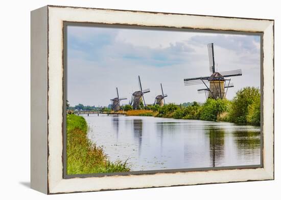 Windmills of Kinderdijk, in the municipality of Molenwaard. UNESCO World Heritage Site since 1997.-Adam Jones-Framed Premier Image Canvas