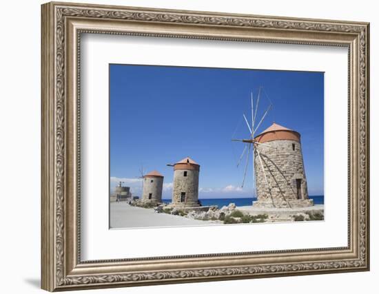 Windmills of Mandraki, Fort of St. Nicholas in the background-Richard Maschmeyer-Framed Photographic Print