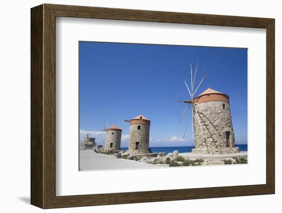 Windmills of Mandraki, Fort of St. Nicholas in the background-Richard Maschmeyer-Framed Photographic Print