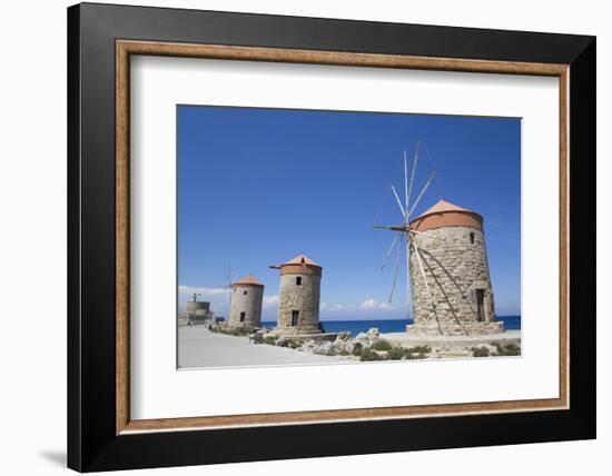 Windmills of Mandraki, Fort of St. Nicholas in the background-Richard Maschmeyer-Framed Photographic Print