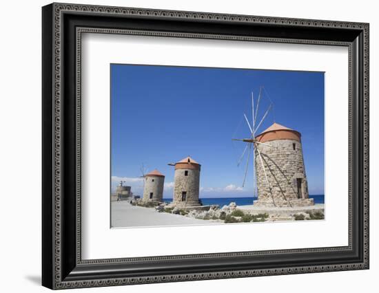 Windmills of Mandraki, Fort of St. Nicholas in the background-Richard Maschmeyer-Framed Photographic Print