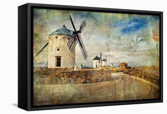 Windmills Of Spain - Picture In Painting Style-Maugli-l-Framed Stretched Canvas