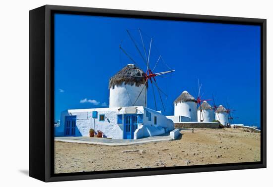 Windmills of Sunny Mykonos (Greece, Cyclades)-Maugli-l-Framed Premier Image Canvas