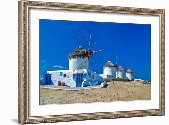 Windmills of Sunny Mykonos (Greece, Cyclades)-Maugli-l-Framed Photographic Print