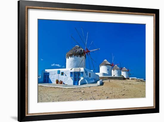 Windmills of Sunny Mykonos (Greece, Cyclades)-Maugli-l-Framed Photographic Print