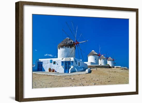 Windmills of Sunny Mykonos (Greece, Cyclades)-Maugli-l-Framed Photographic Print