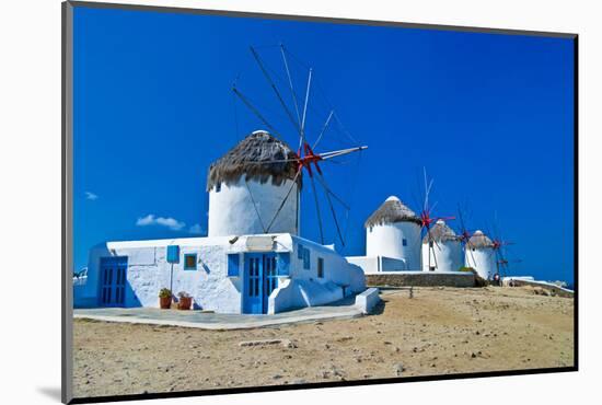 Windmills of Sunny Mykonos (Greece, Cyclades)-Maugli-l-Mounted Photographic Print