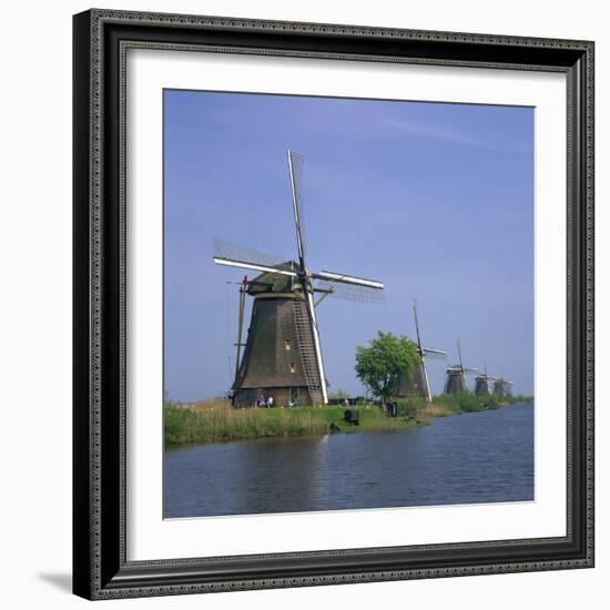 Windmills on the Canal at Kinderdijk Near Rotterdam, UNESCO World Heritage Site, the Netherlands-Roy Rainford-Framed Photographic Print