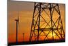 Windmills, pylon and power lines in morning light, Germany, Europe-Hans-Peter Merten-Mounted Photographic Print