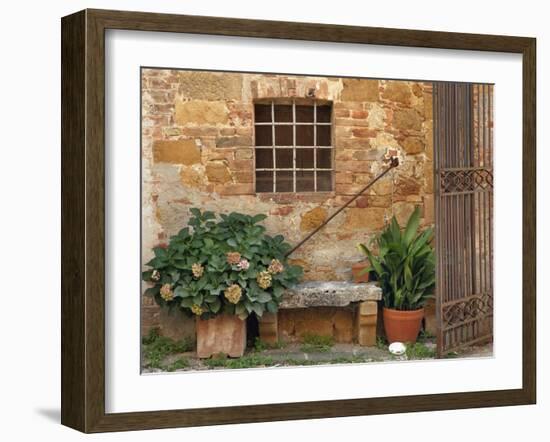 Window and Ancient Stone Wall, Pienza, Tuscany, Italy-Adam Jones-Framed Photographic Print