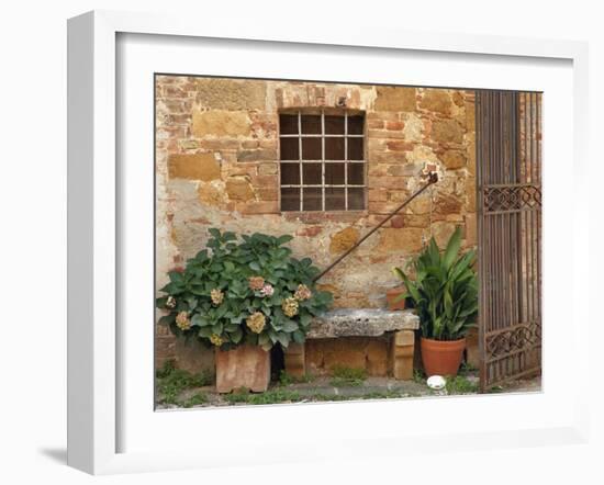 Window and Ancient Stone Wall, Pienza, Tuscany, Italy-Adam Jones-Framed Photographic Print