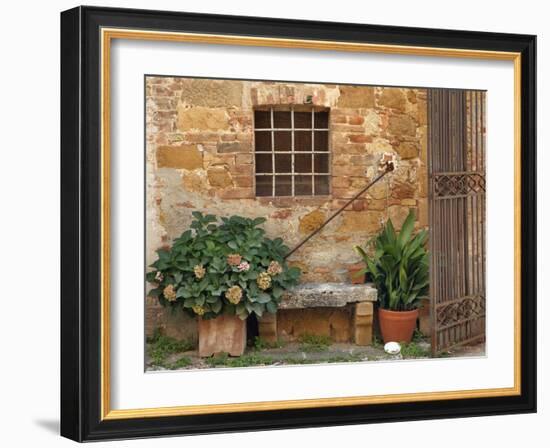 Window and Ancient Stone Wall, Pienza, Tuscany, Italy-Adam Jones-Framed Photographic Print