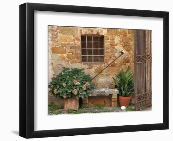 Window and Ancient Stone Wall, Pienza, Tuscany, Italy-Adam Jones-Framed Photographic Print