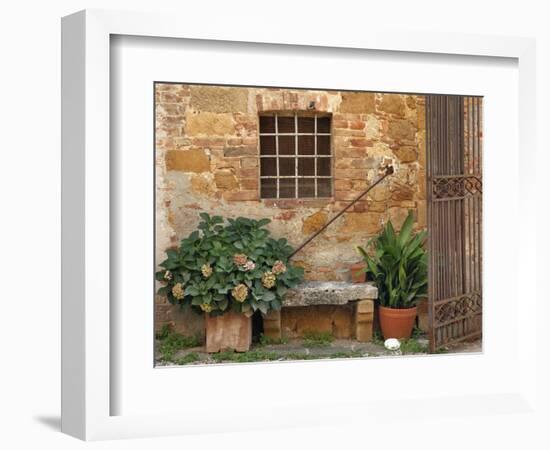 Window and Ancient Stone Wall, Pienza, Tuscany, Italy-Adam Jones-Framed Photographic Print