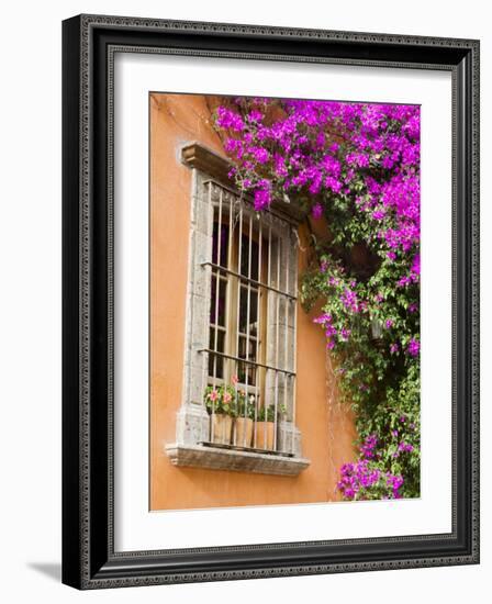 Window and Flower Pots, San Miguel De Allende, Guanajuato State, Mexico-Julie Eggers-Framed Photographic Print